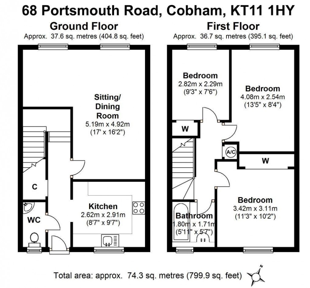 Floorplan for Portsmouth Road, Cobham
