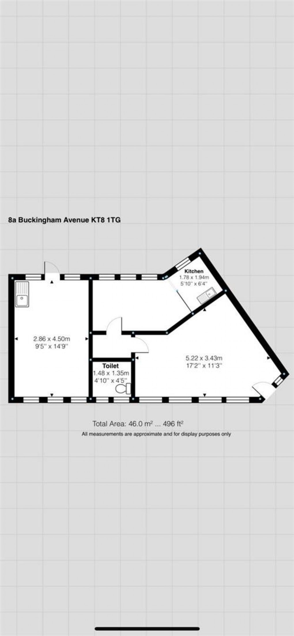 Floorplan for Buckingham Avenue, West Molesey