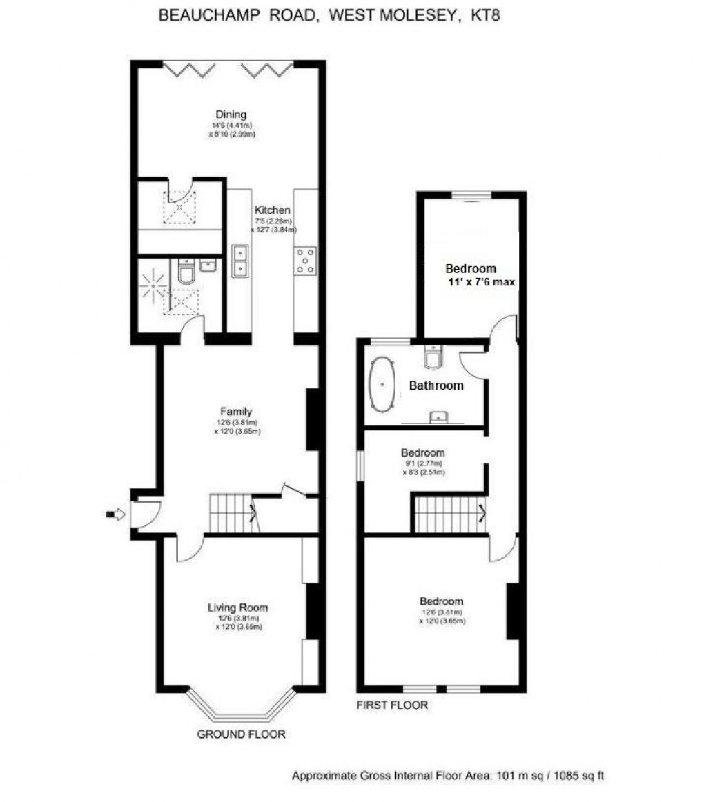 Floorplan for Beauchamp Road, West Molesey