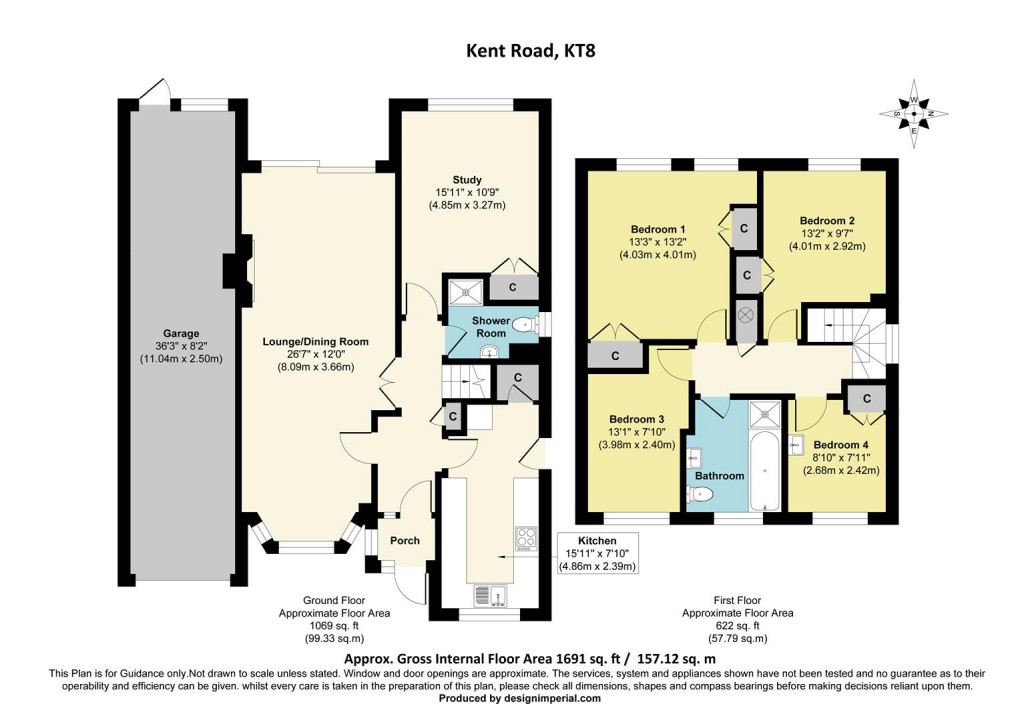 Floorplan for Kent Road, East Molesey