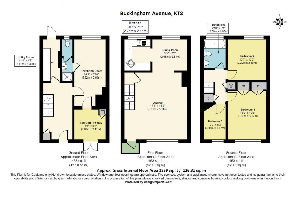 Floorplan for Buckingham Avenue, West Molesey
