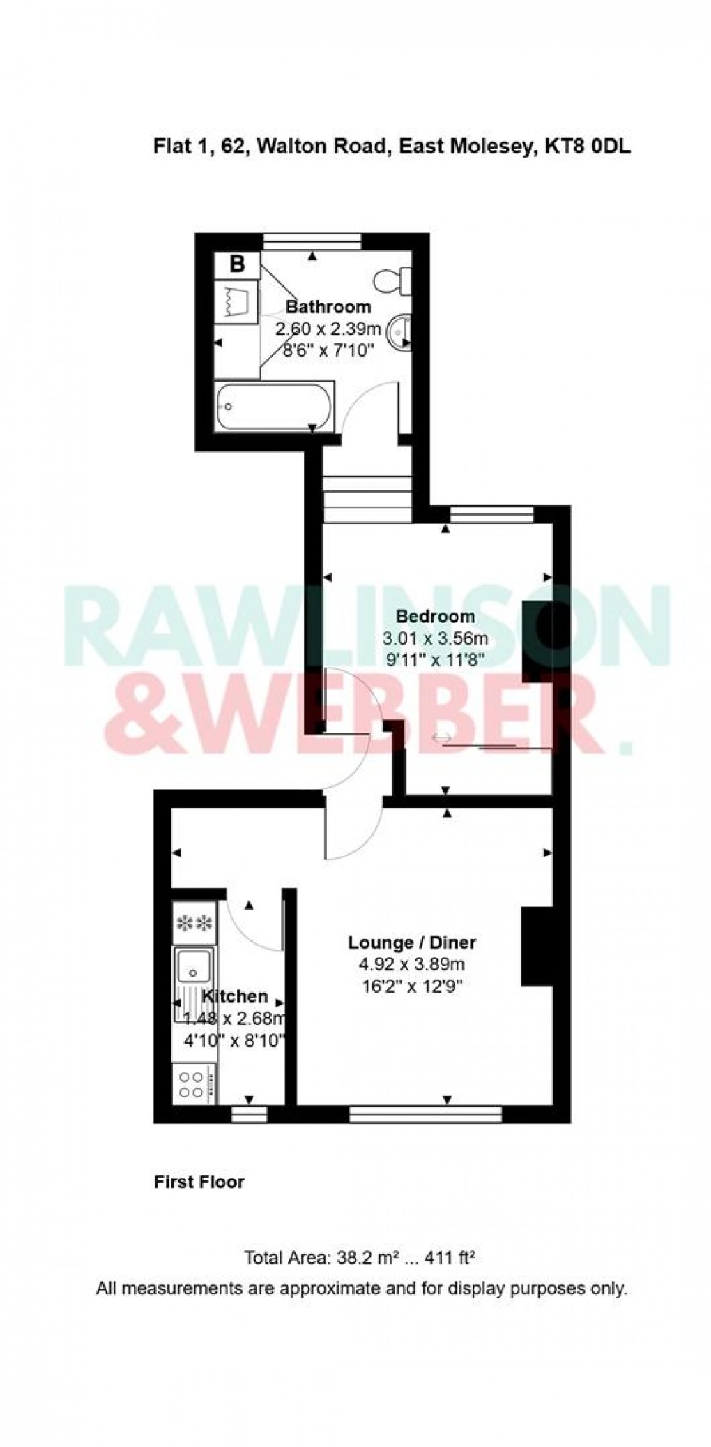 Floorplan for Walton Road, East Molesey