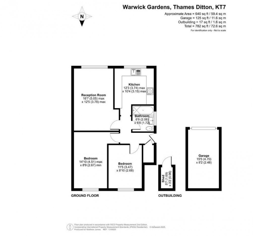 Floorplan for Warwick Gardens, Thames Ditton