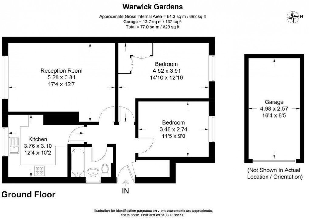 Floorplan for Warwick Gardens, Thames Ditton