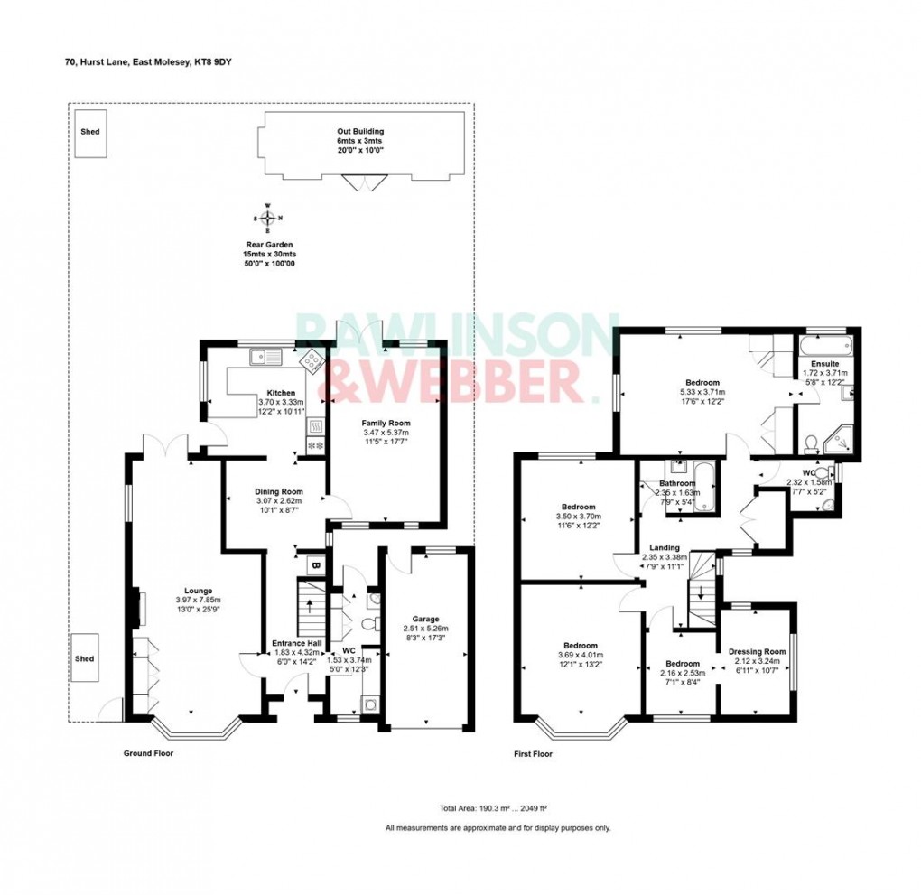 Floorplan for Hurst Lane, East Molesey