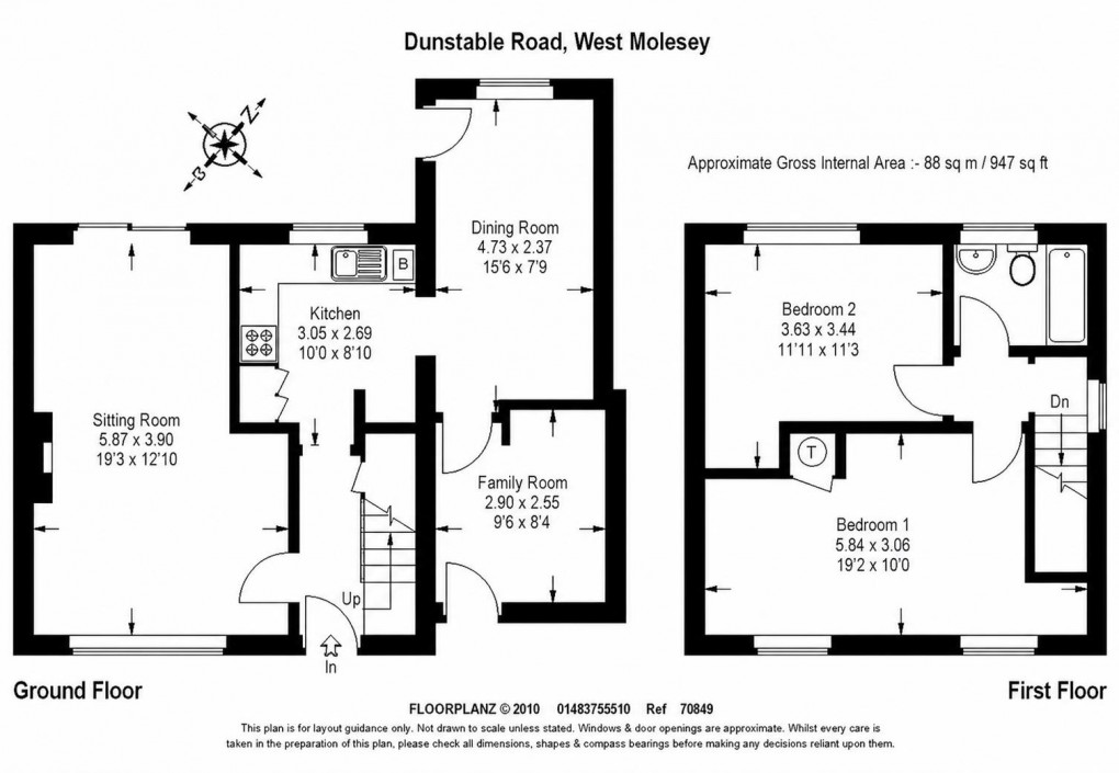 Floorplan for Dunstable Road, West Molesey